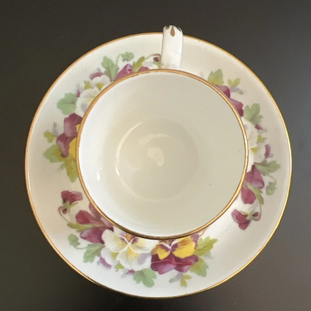 Vintage Demitasse Tea Cup‎ and Saucer Crown Staffordshire Violet